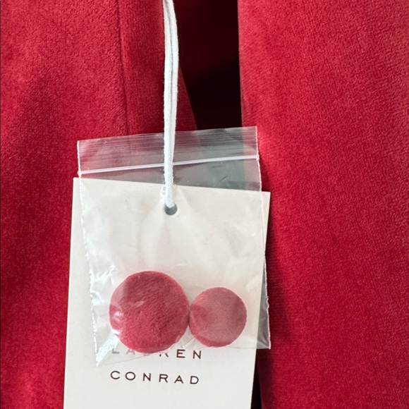 LC Lauren Conrad NWT Double Breasted Notch Collar Velvet Blazer Red Size Large - Picture 4 of 8